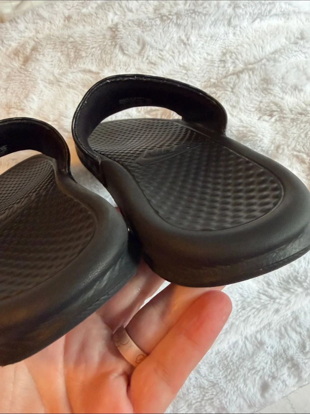 Nike Black Slide Sandals with White Logo